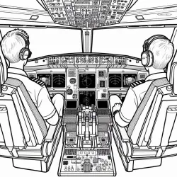 Widok do kabiny samolotu pasażerskiego z dwoma pilotami