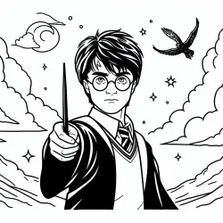 Harry Potter z magiczną różdżką