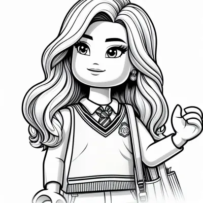Kolorowanka Lego Friends w swetrze i z torbą na ramieniu